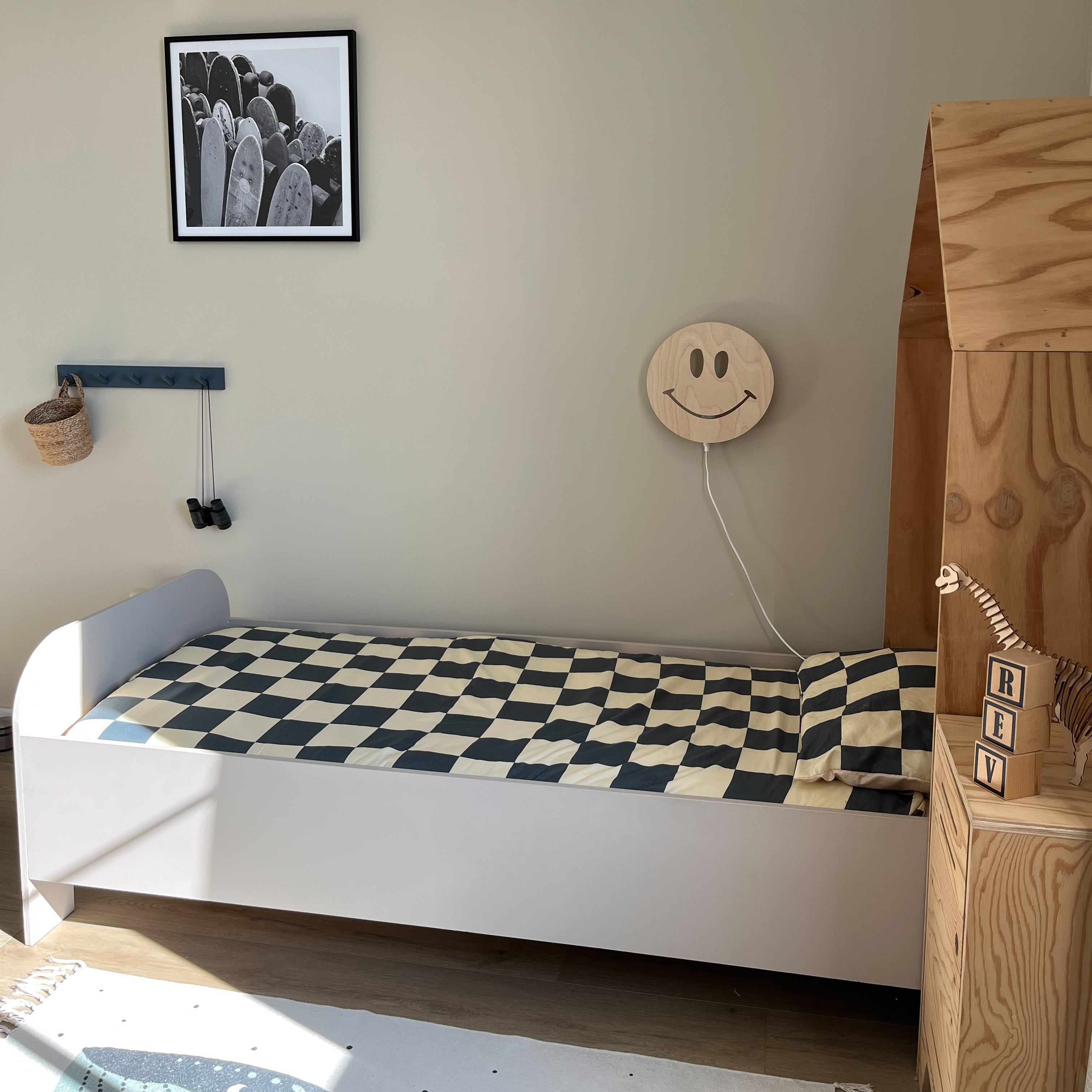 Houten wandlamp kinderkamer | Smiley - blank