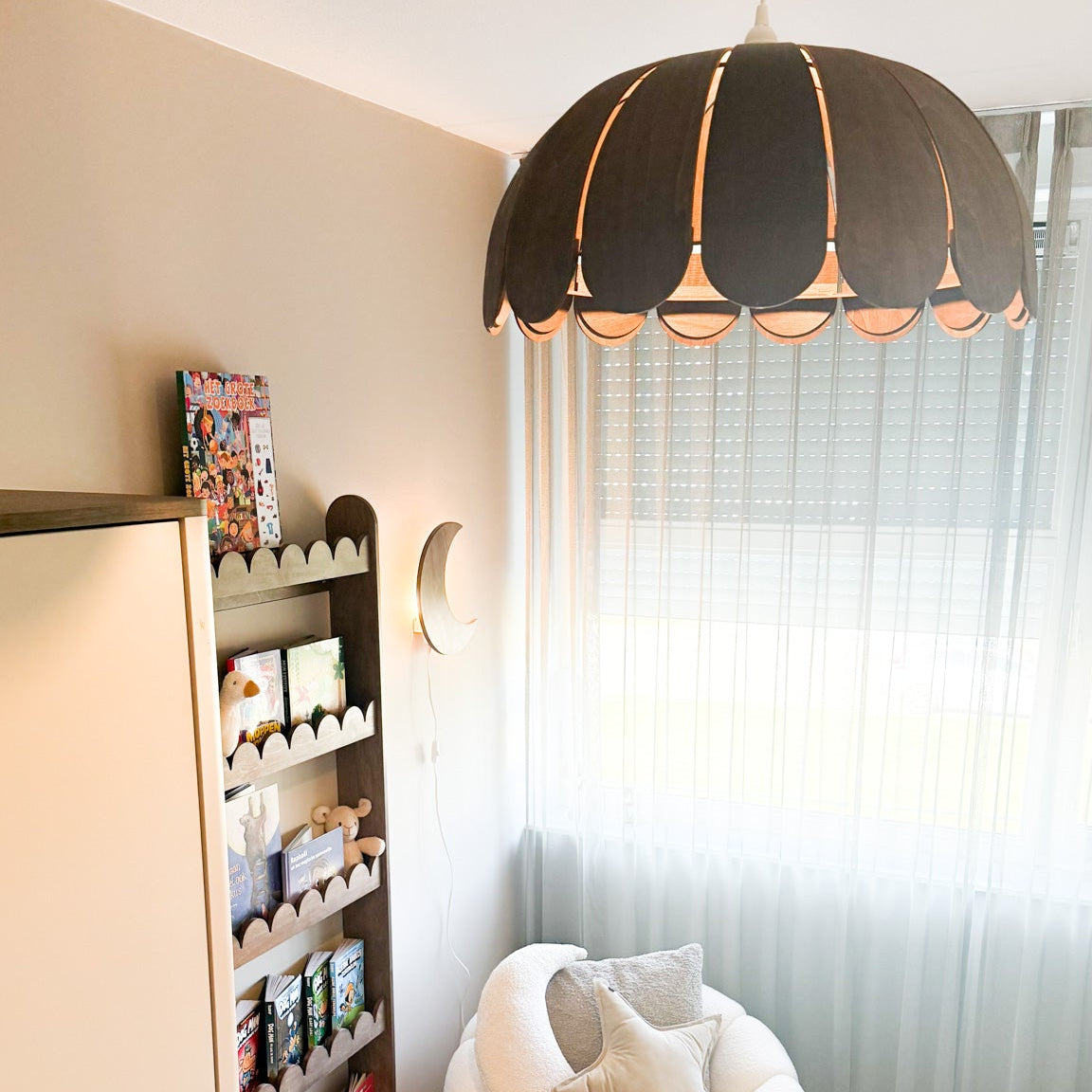 Houten hanglamp kinderkamer | Bubble Wengé (Walnut)