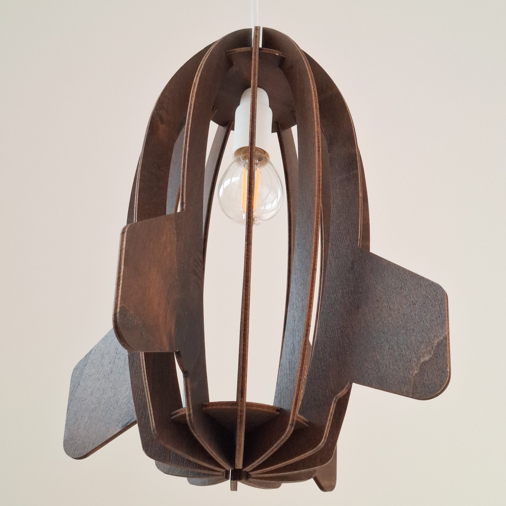 Houten hanglamp kinderkamer | Raket - Wengé - toddie.nl ®