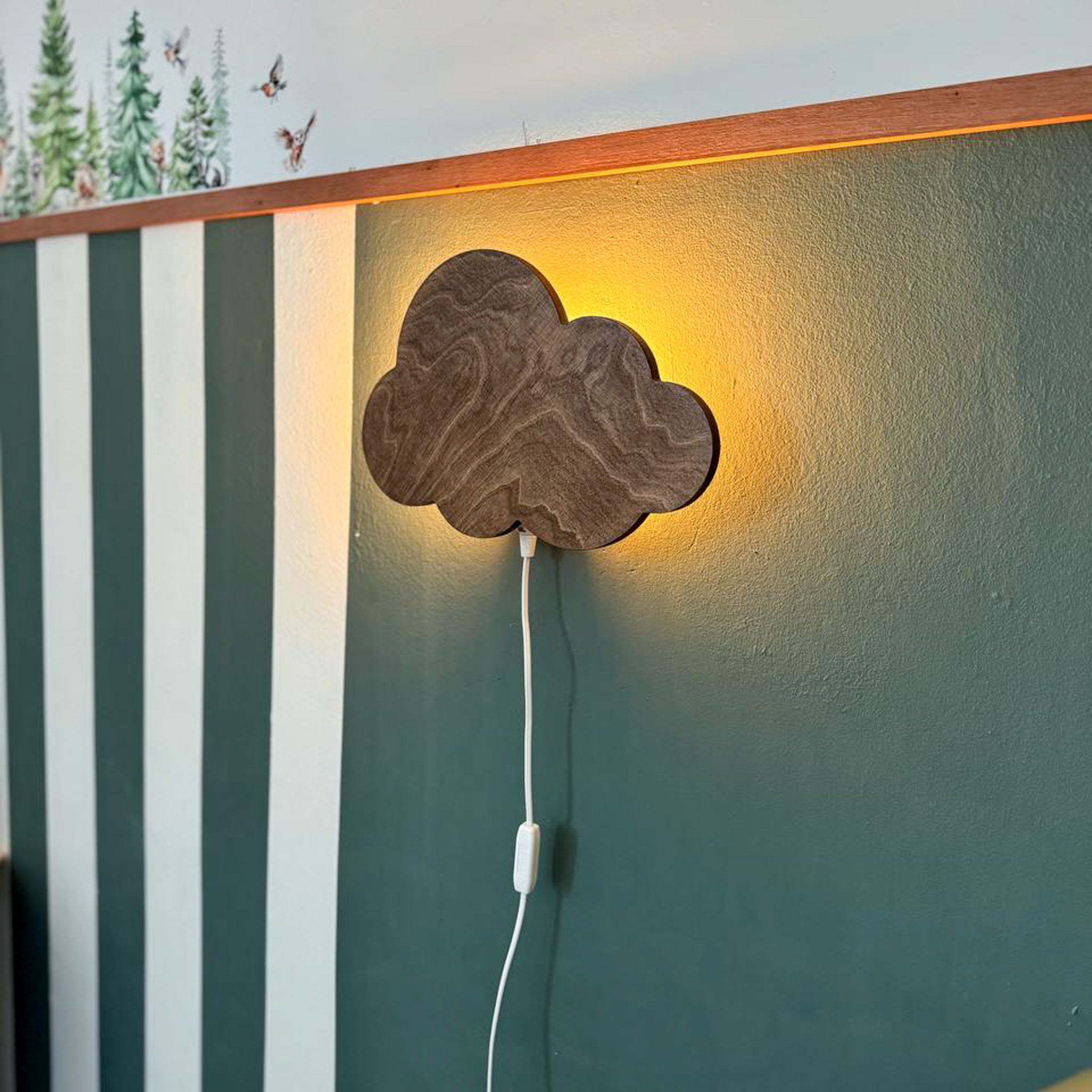 Houten wandlamp kinderkamer | Wolkie - Wengé (walnoot) - toddie.nl ®