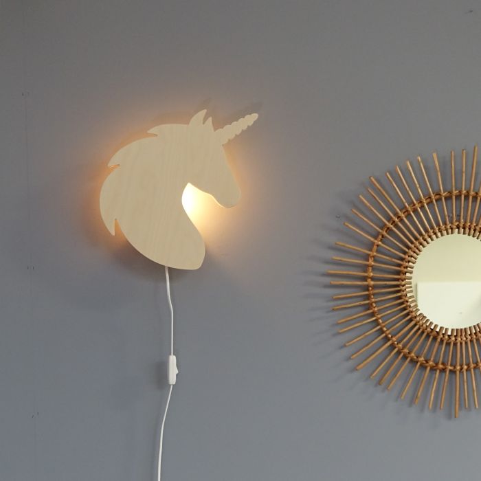 Houten wandlamp kinderkamer | Eenhoorn - toddie.nl