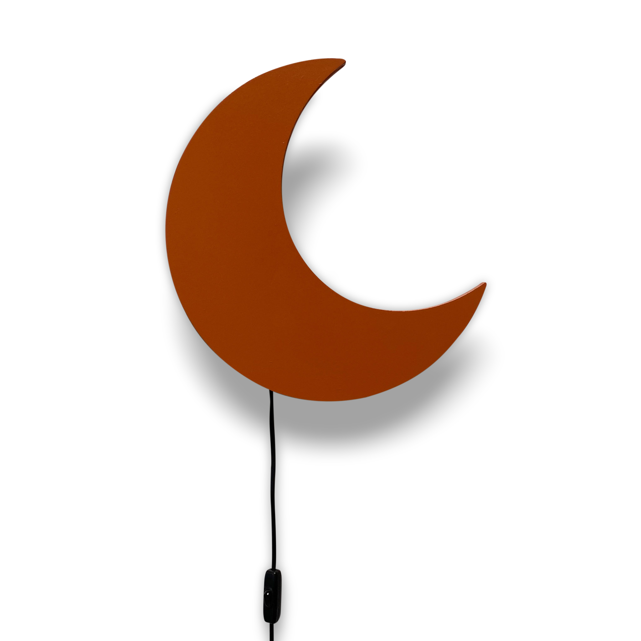 Houten wandlamp kinderkamer | Maan - baksteen rood - toddie.nl