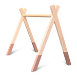 Houten babygym | Massief houten speelboog tipi vorm (zonder hangers) - terra roze