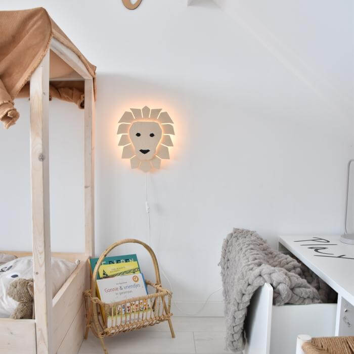 Houten wandlamp kinderkamer | Leeuw - toddie.nl