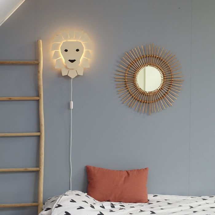 Houten wandlamp kinderkamer | Leeuw - toddie.nl