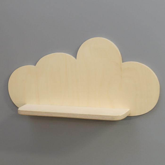 Blank houten wandplank wolk, plank kinderkamer | Wolkie - toddie.nl