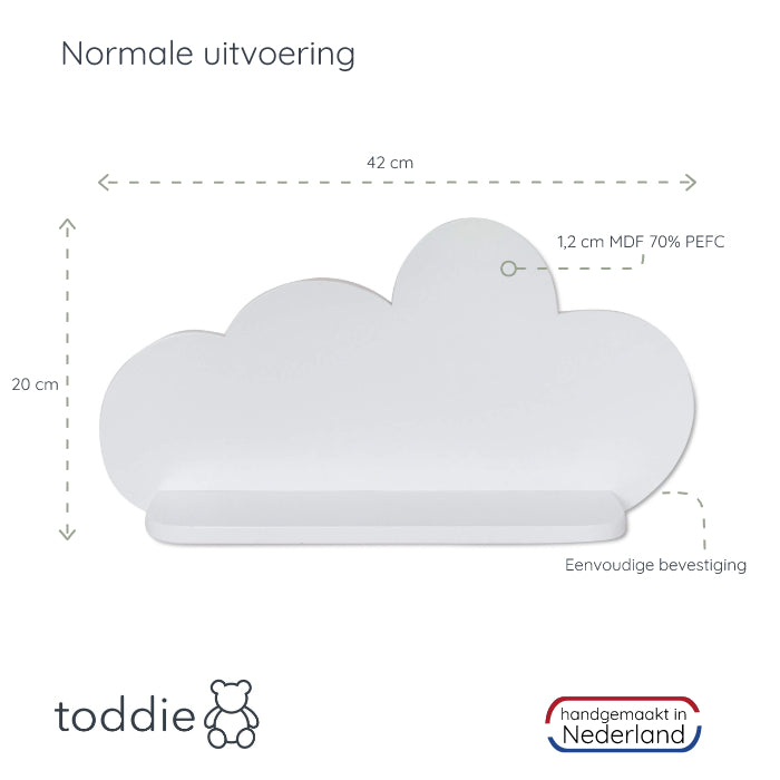 Witte houten wandplank wolk, plank kinderkamer | Wolkie - toddie.nl