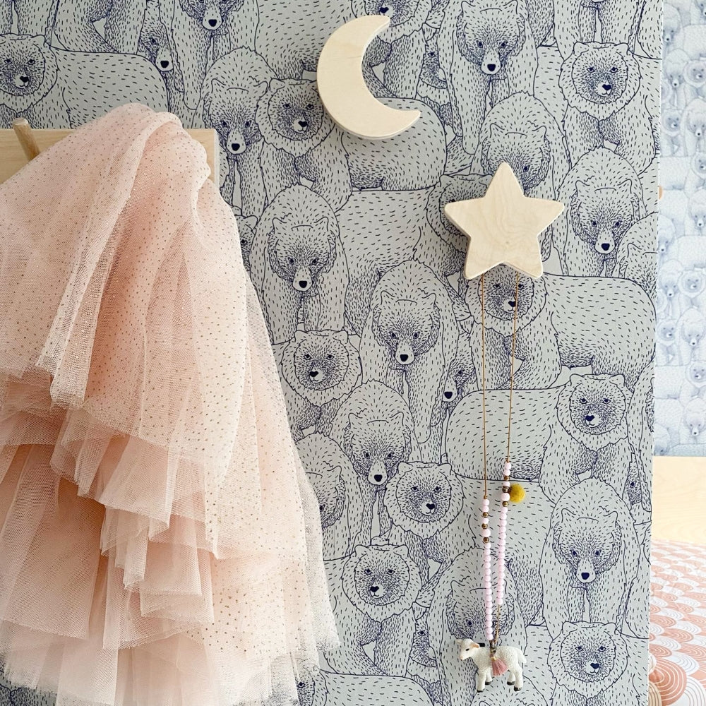 Blank houten wandhaken kinderkamer | Ster en maan - toddie.nl