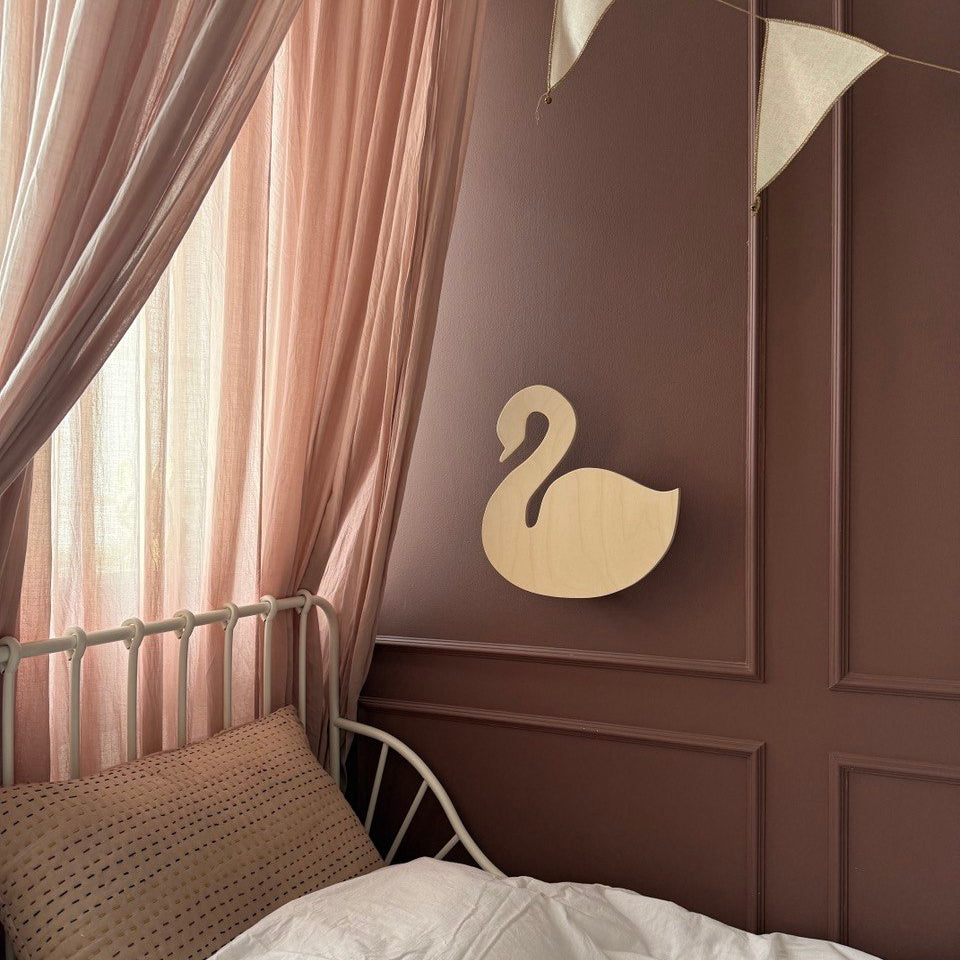 Houten wandlamp kinderkamer | Zwaan - blank