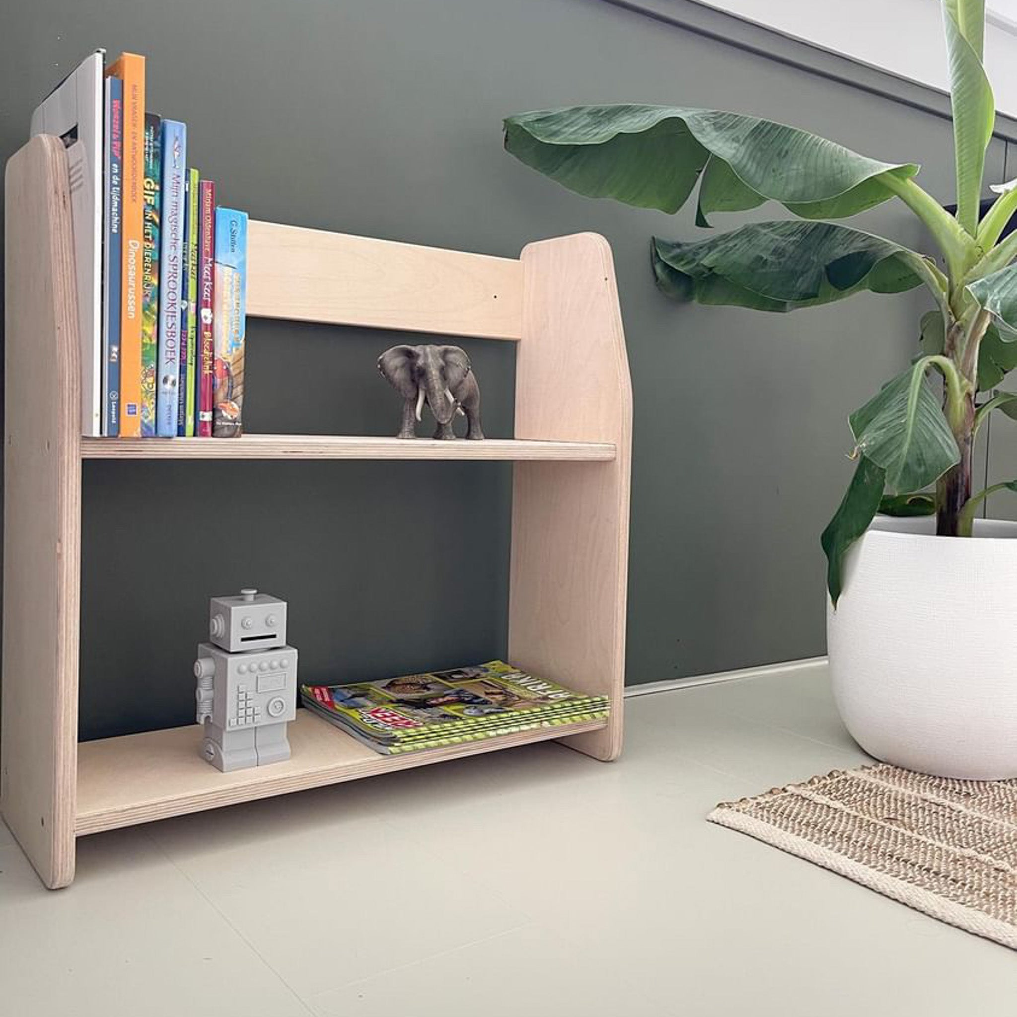 Montessori boeken wandkast kinderkamer | 2 planken - blank - toddie.nl