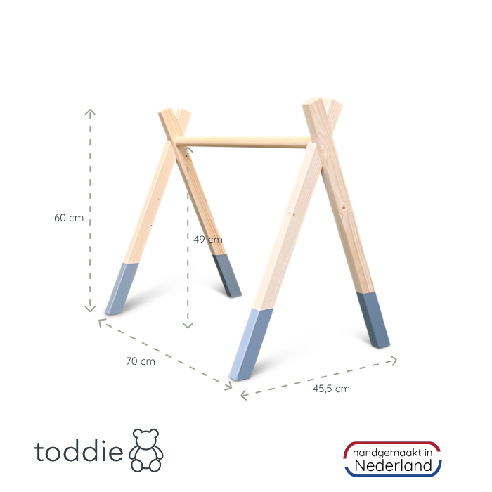 Houten babygym Denim Drift, zonder hangers (apart verkrijgbaar), Tipi vorm massief hout - toddie.nl