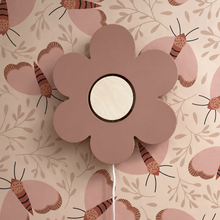 Houten wandlamp kinderkamer | Bloem - terra roze