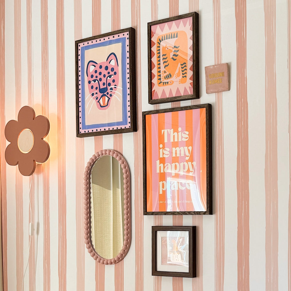 Houten wandlamp kinderkamer | Bloem - terra roze