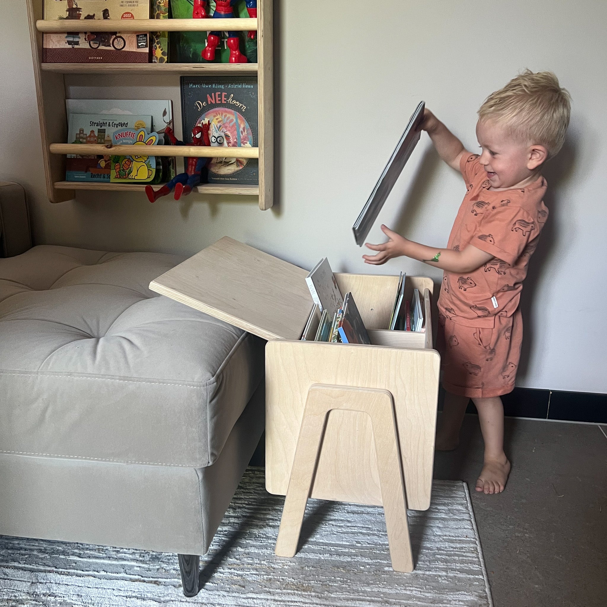 Blank houten opbergkist | boekenkist met klep - toddie.nl