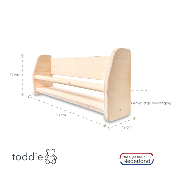 Boekenrek kinderkamer 1 plank | Montessori - toddie.nl