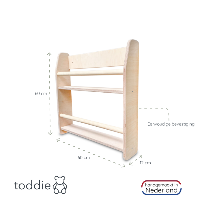 Boekenrek kinderkamer 2 planken | Montessori - toddie.nl