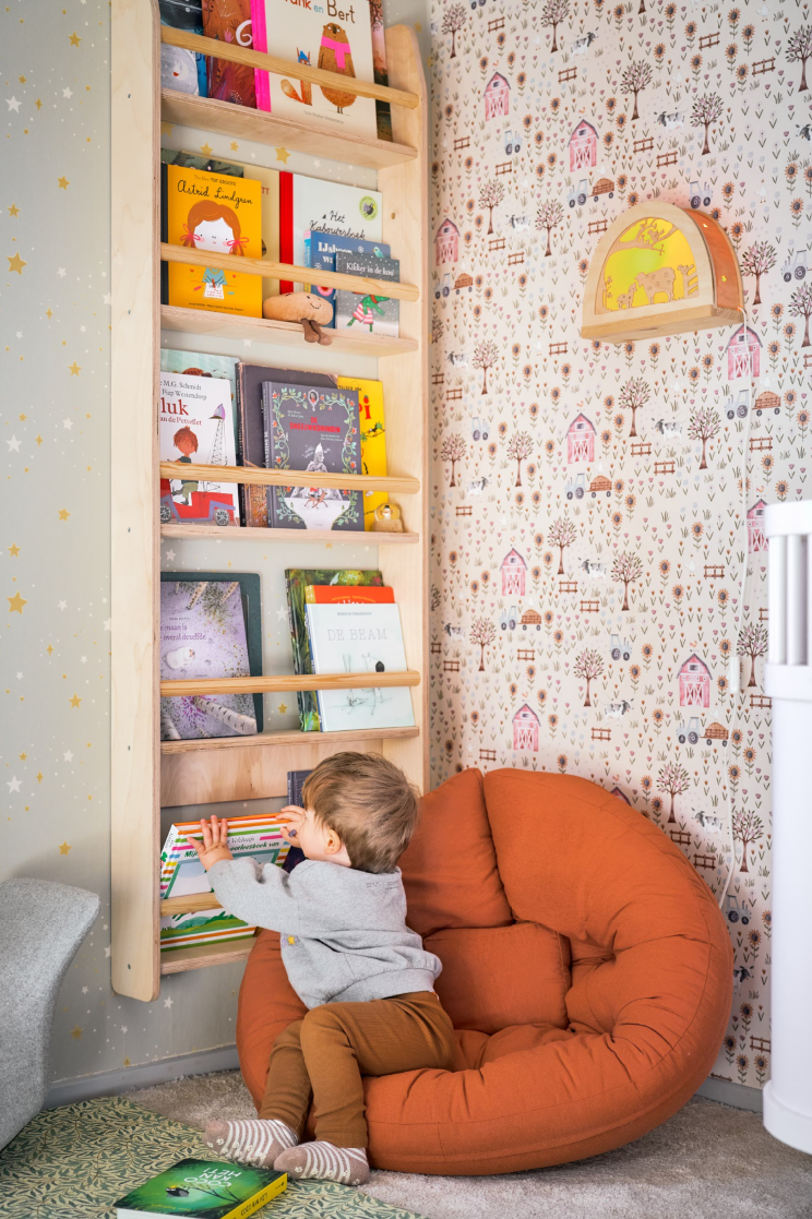 Montessori boekenrek kinderkamer | 5 planken - blank - toddie.nl ®