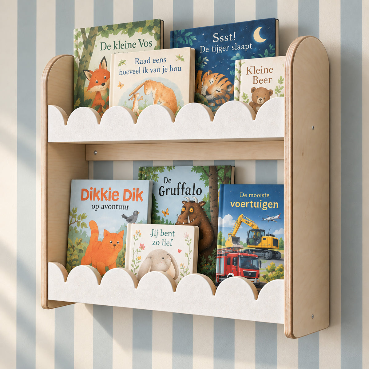 Bubble Montessori boekenrek kinderkamer | 2 planken - Wit vilt