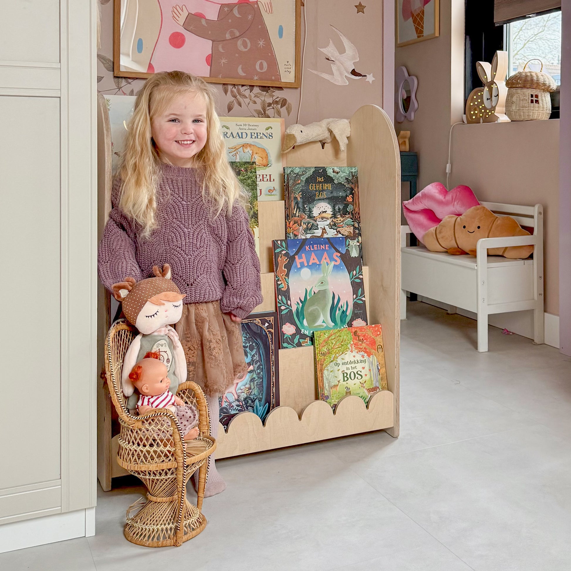 Bubble Montessori boekenkast kinderkamer | 4 treden - blank - toddie.nl ®