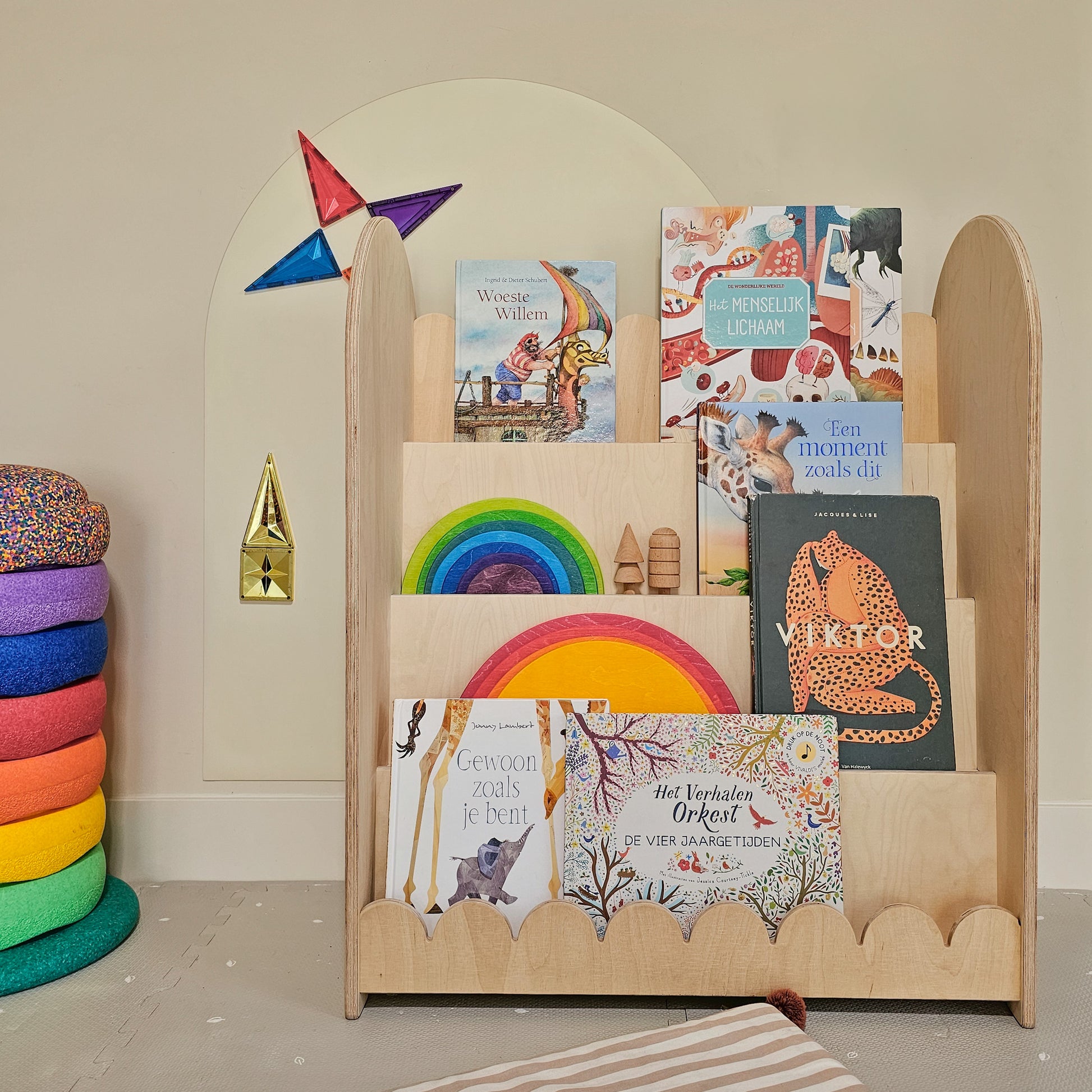 Bubble Montessori boekenkast kinderkamer | 4 treden - blank - toddie.nl ®
