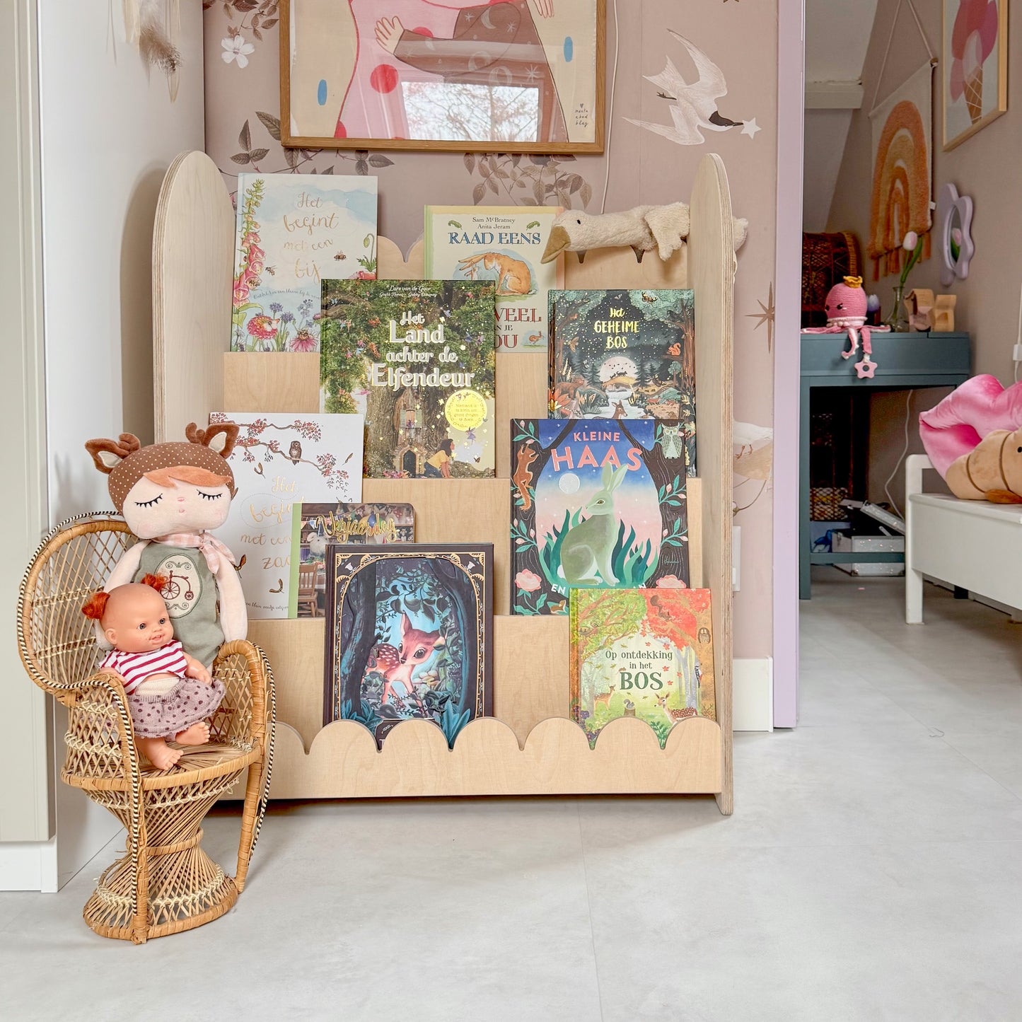 Bubble Montessori boekenkast kinderkamer | 4 treden - blank - toddie.nl ®