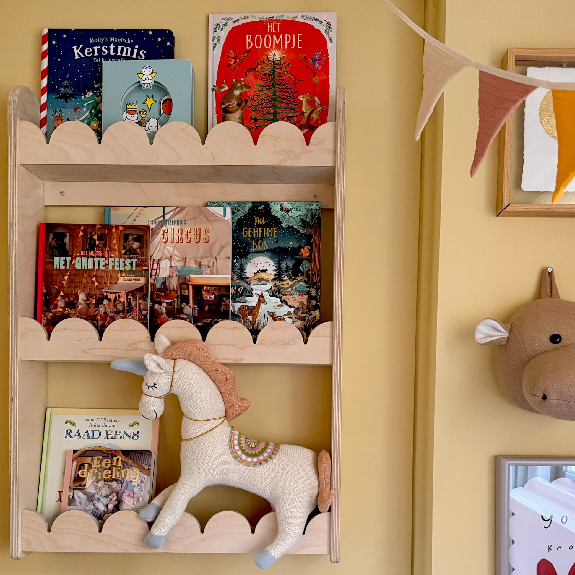 Bubble Montessori boekenrek kinderkamer | 3 planken - blank - toddie.nl ®