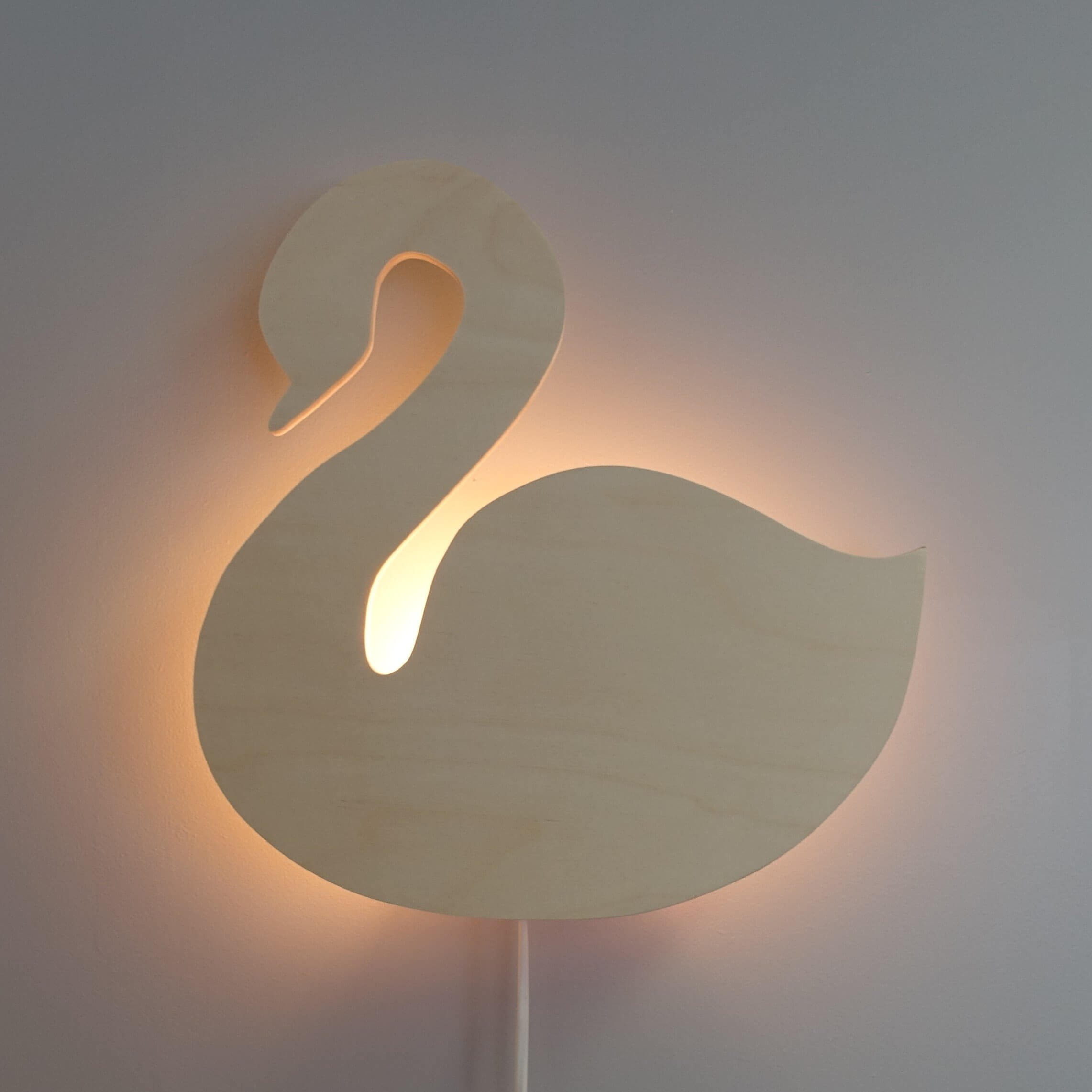 Houten wandlamp kinderkamer | Zwaan - blank