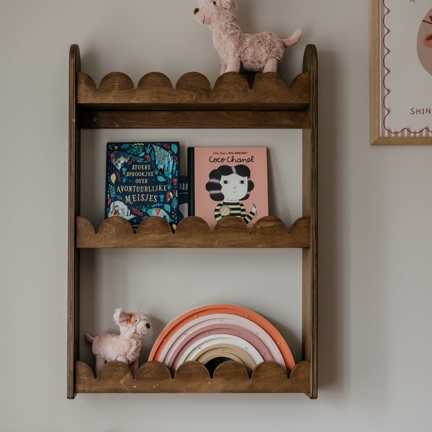 Bubble Montessori boekenrek kinderkamer | 3 planken - Wengé - toddie.nl ®