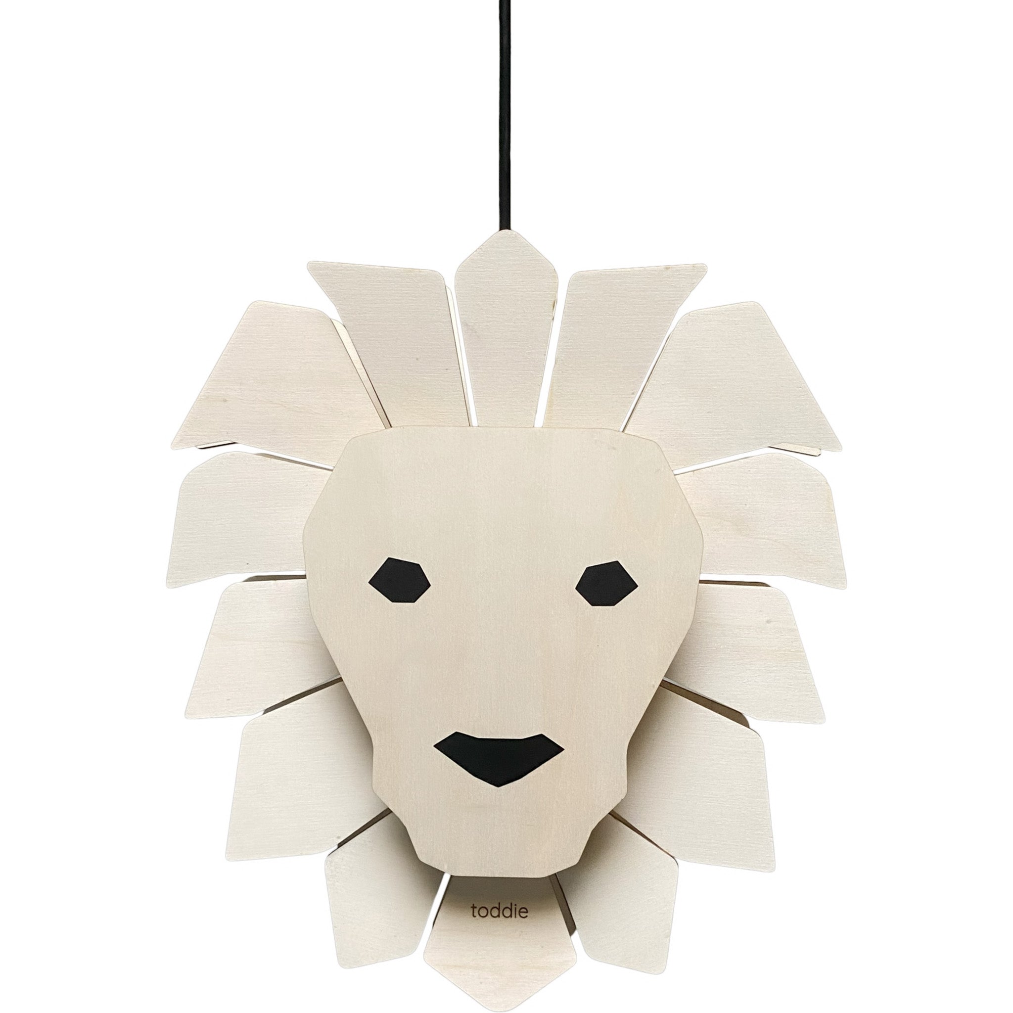 Houten hanglamp kinderkamer | Leeuw - blank