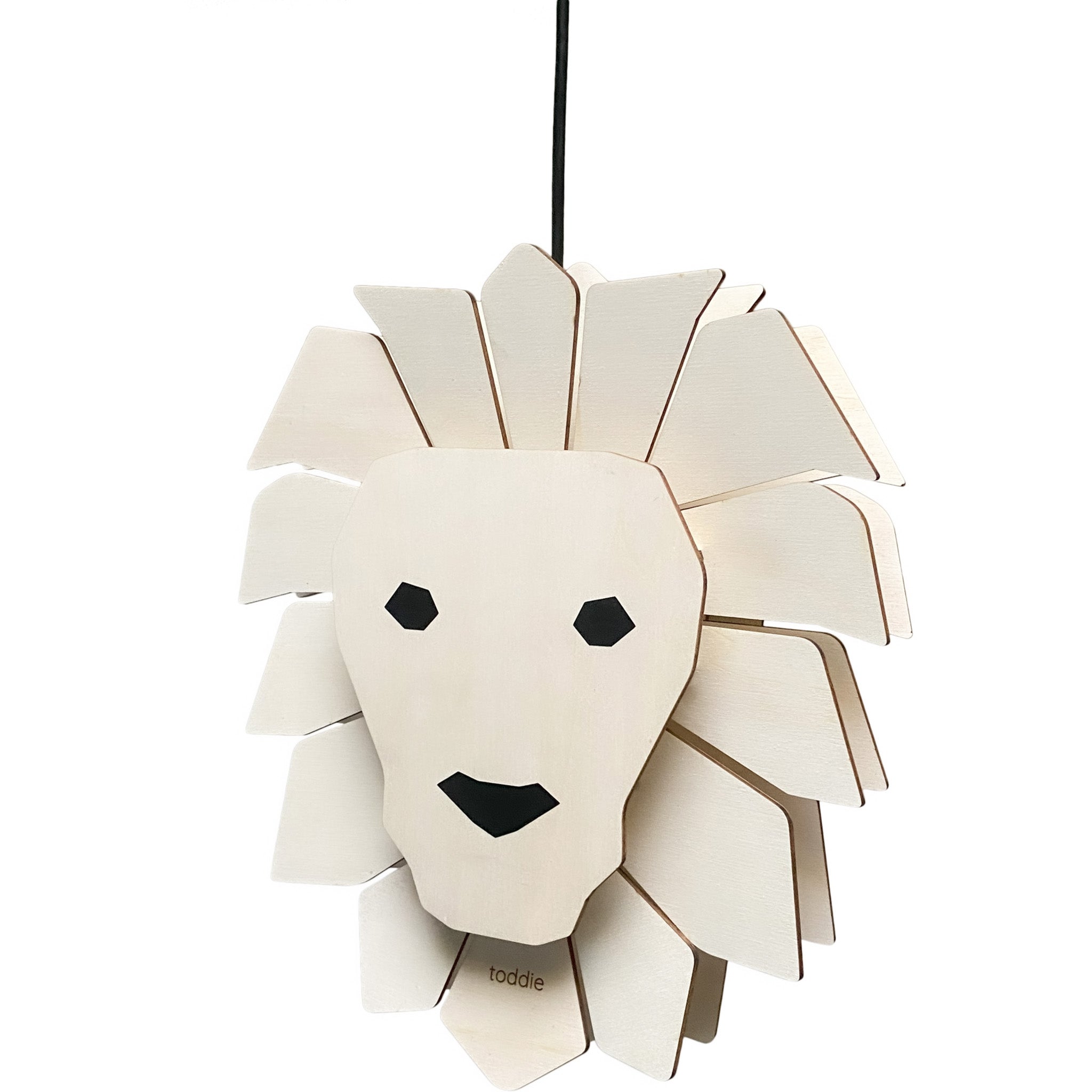 Houten hanglamp kinderkamer | Leeuw - blank