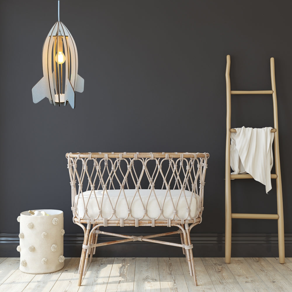 Houten hanglamp kinderkamer | Raket - blank