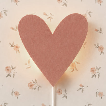 Vilten wandlamp kinderkamer | hart - roze