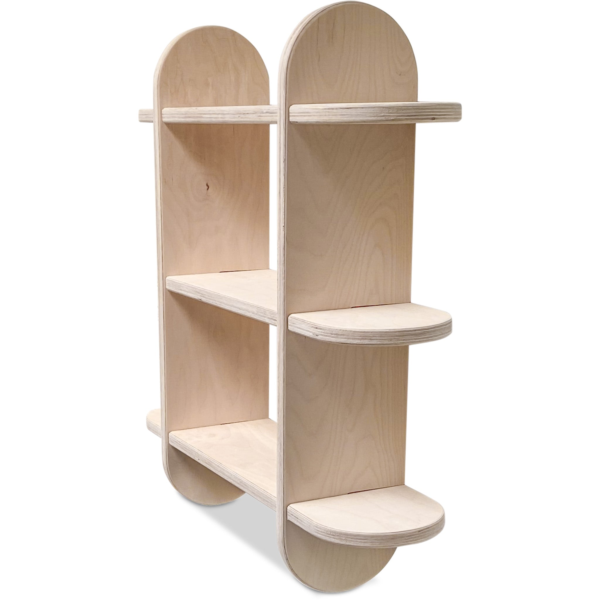 Round Montessori boeken wandkast kinderkamer | Vakkenkast 3 planken - blank