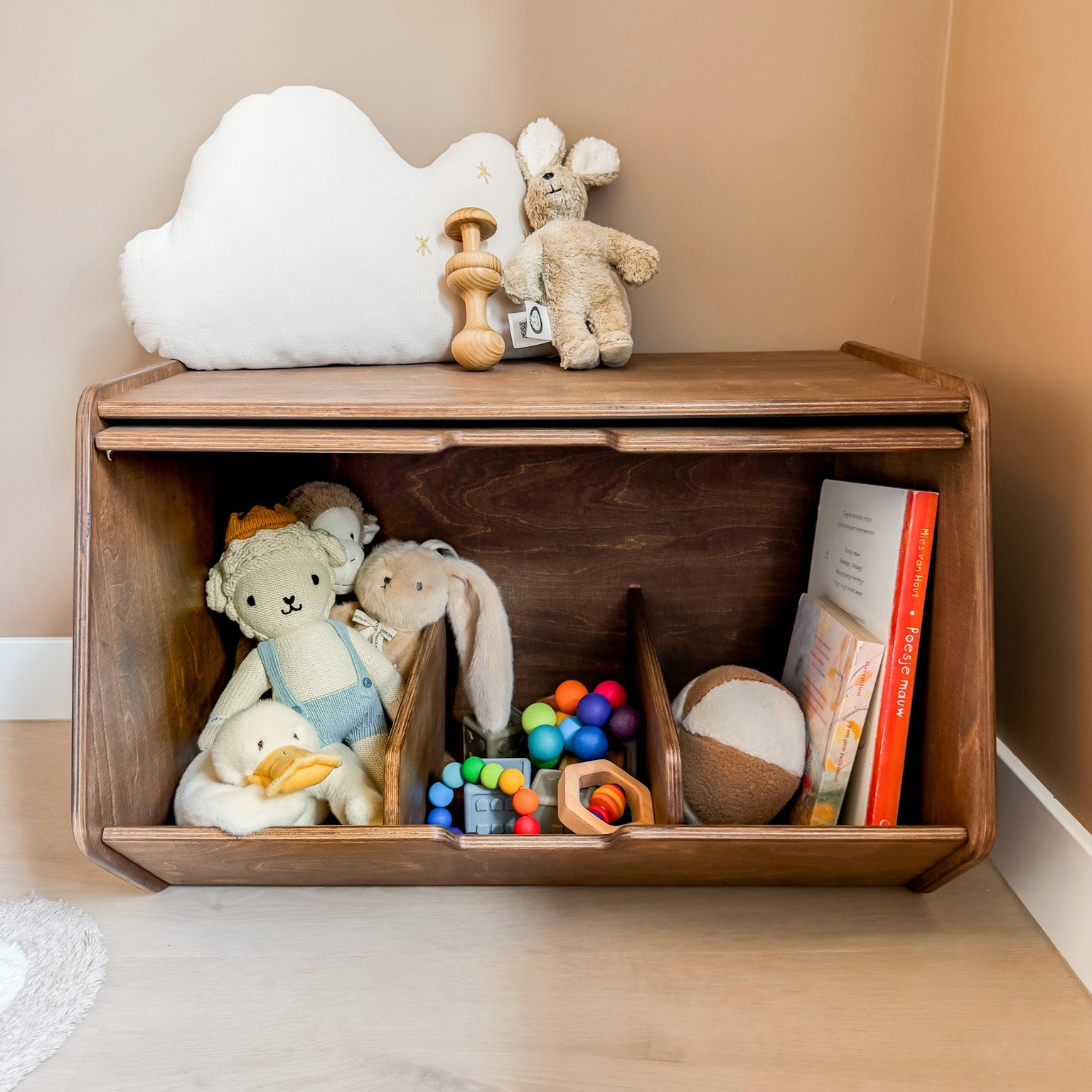 Stowie Stapelbare Opbergkist met Deksel - Wengé - toddie.nl ®