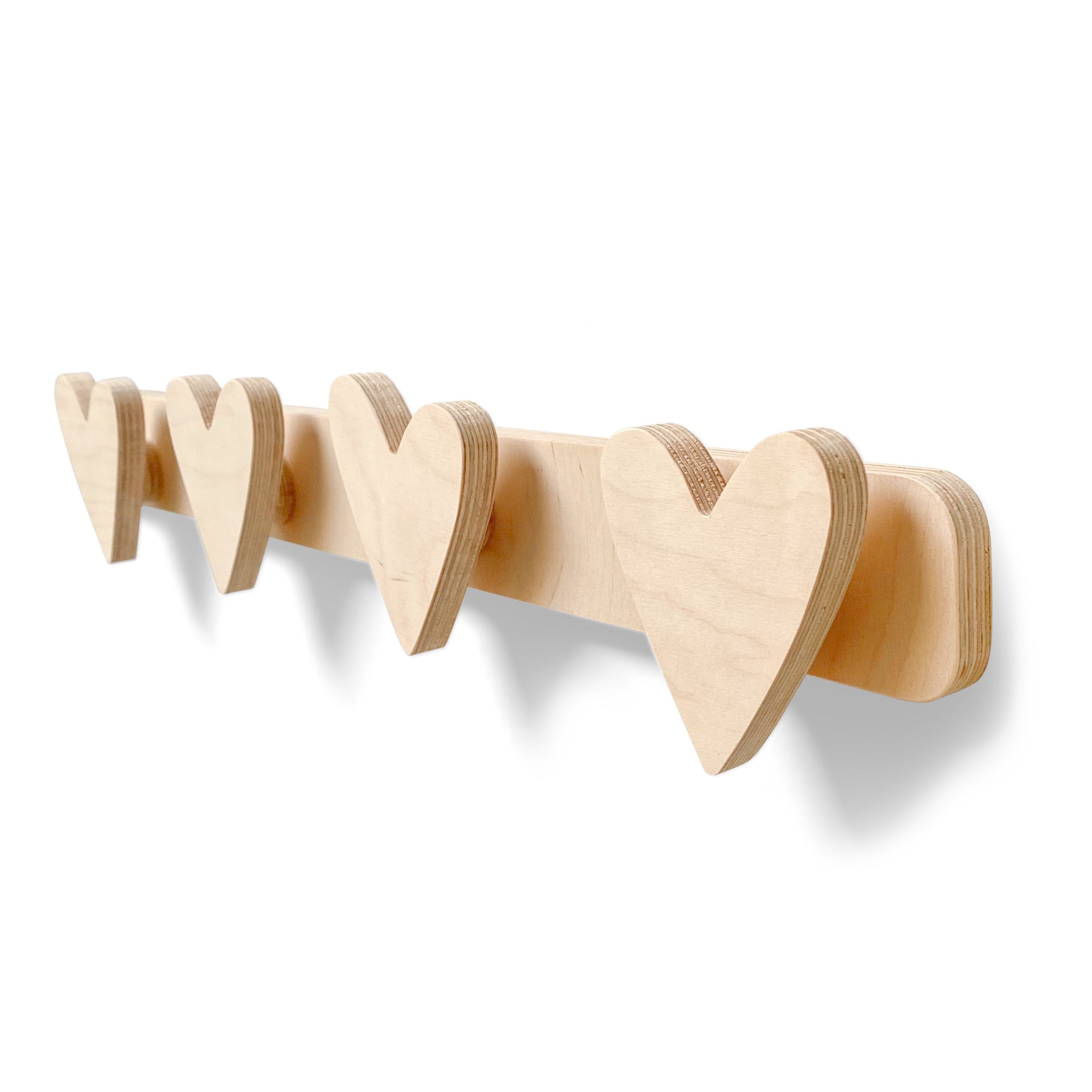 Houten kapstok kinderkamer | Hartjes - blank - toddie.nl ®