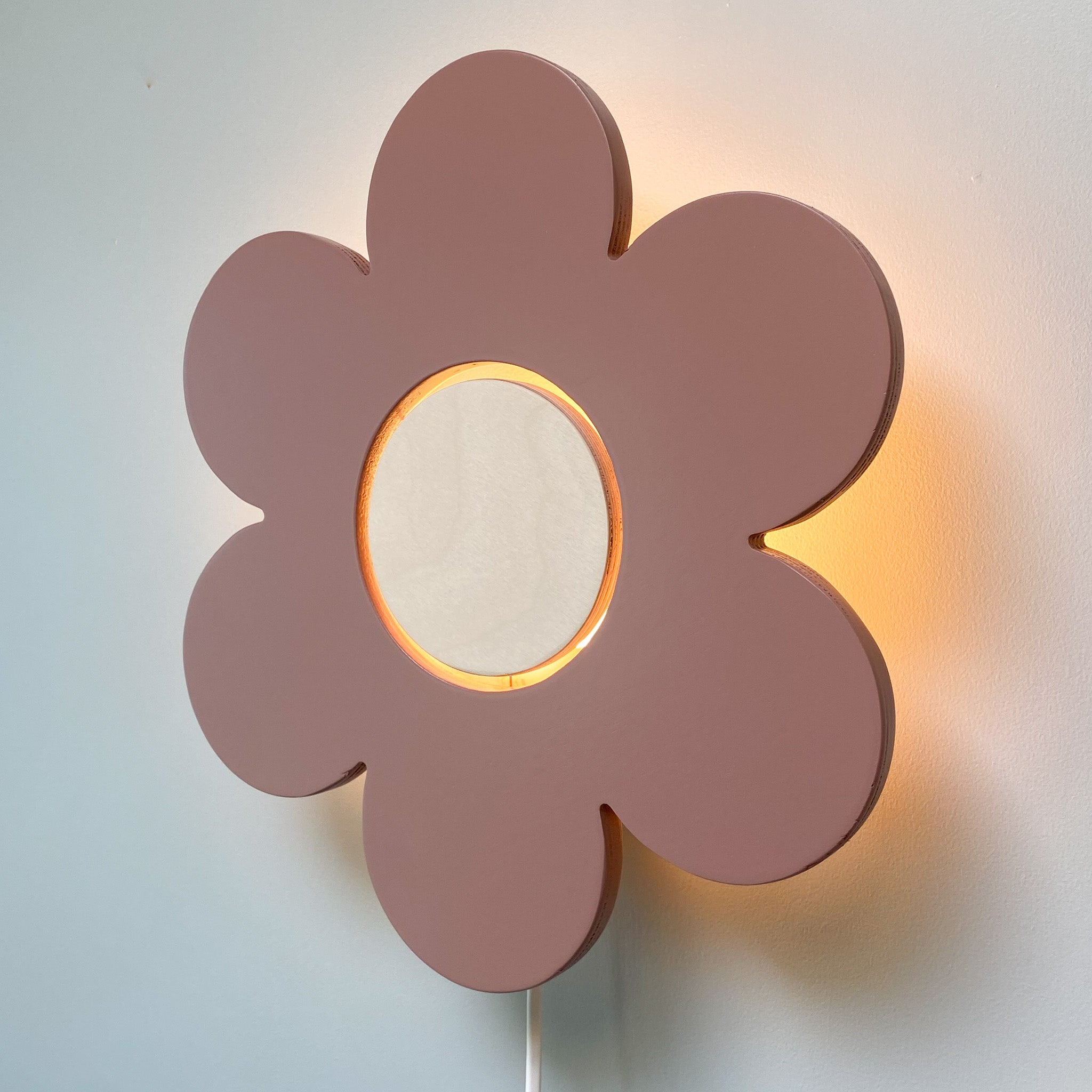 Houten wandlamp kinderkamer | Bloem - Terra roze - toddie.nl