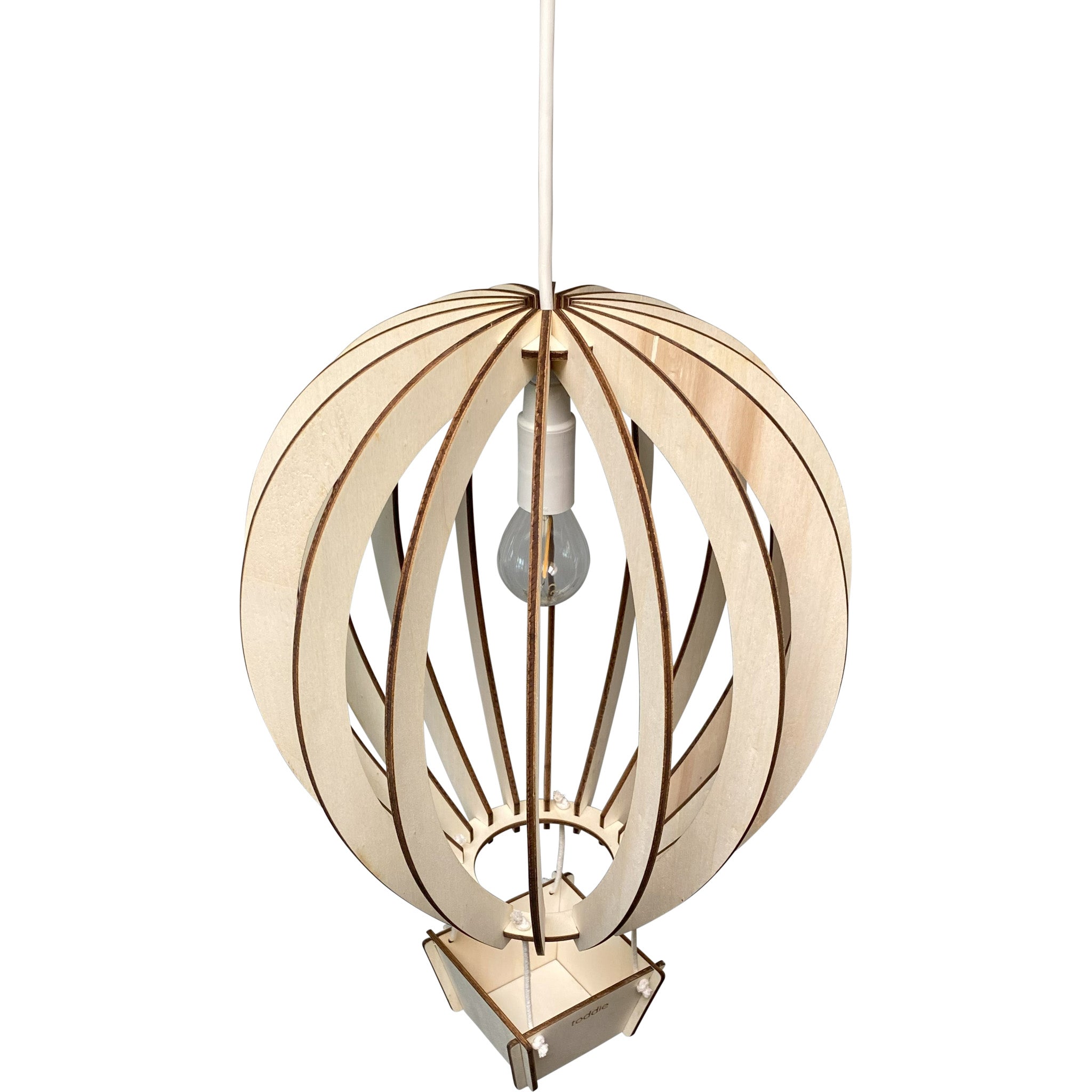 Houten hanglamp kinderkamer | Luchtballon - blank