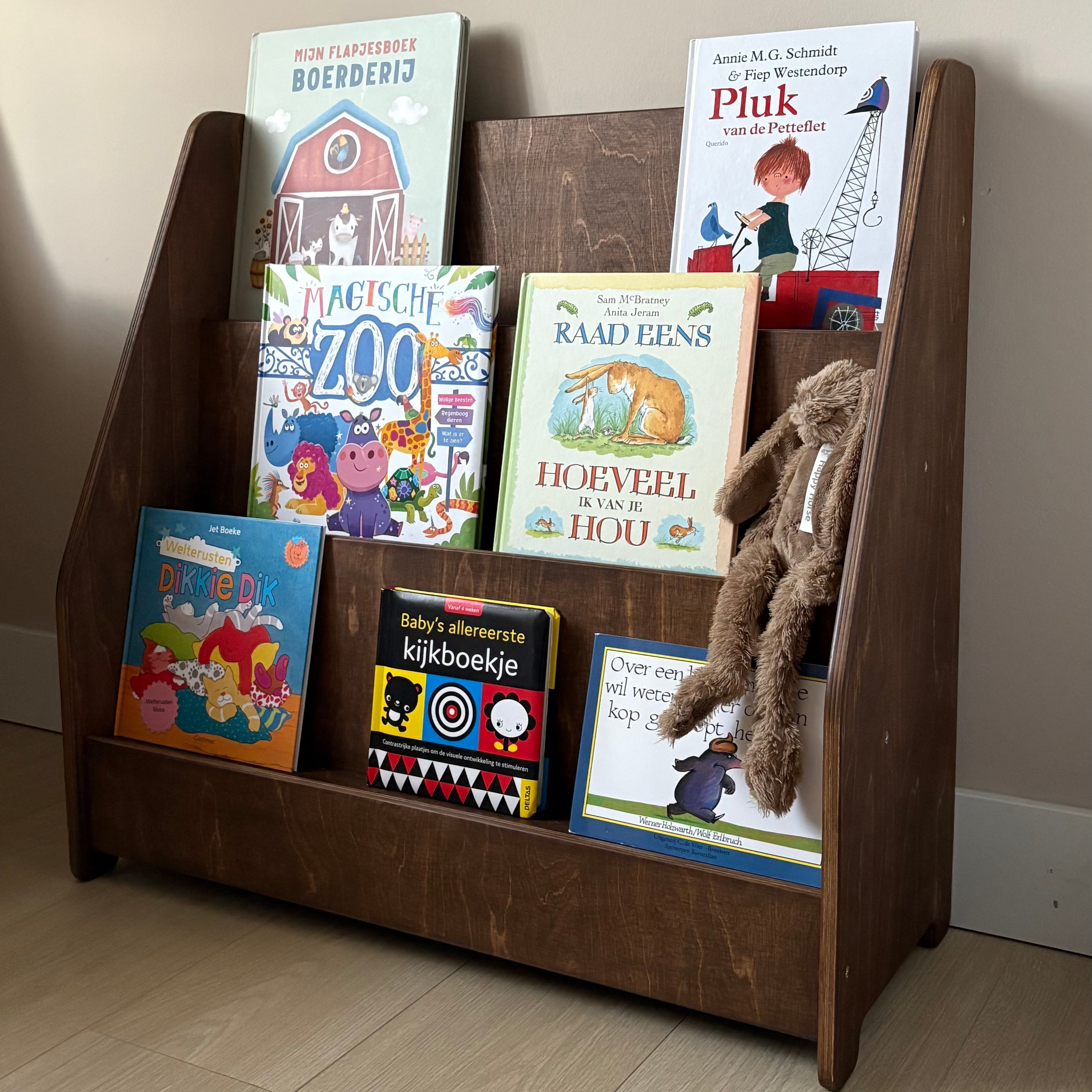 Moodie Montessori-Bücherregal für das Kinderzimmer | 3 Stufen – Wengé (Walnuss)