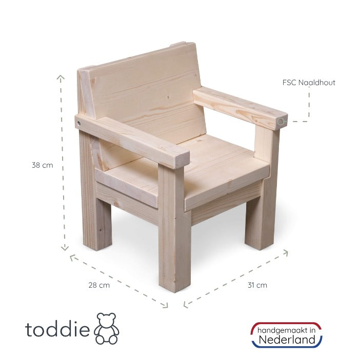 Kiddo houten kindermeubelsetje 1-3 jaar | Kiddo tafeltje + 2 stoeltjes - blank