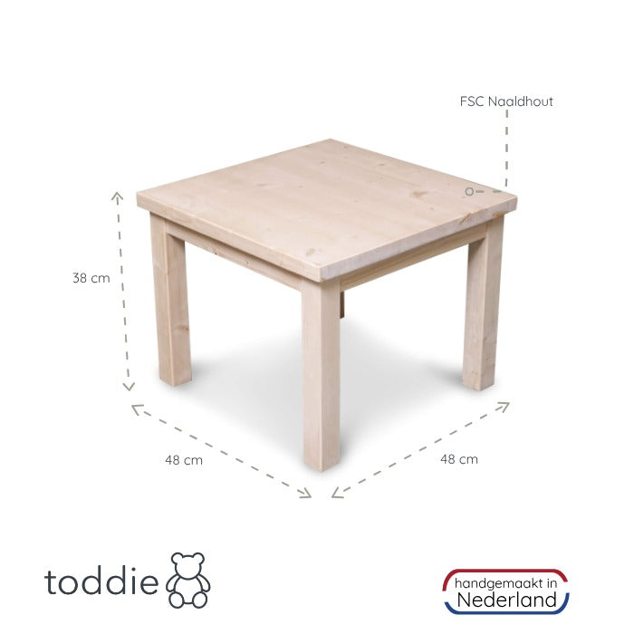 Kiddo houten kindermeubelsetje 1-3 jaar | Kiddo tafeltje + 2 stoeltjes - blank