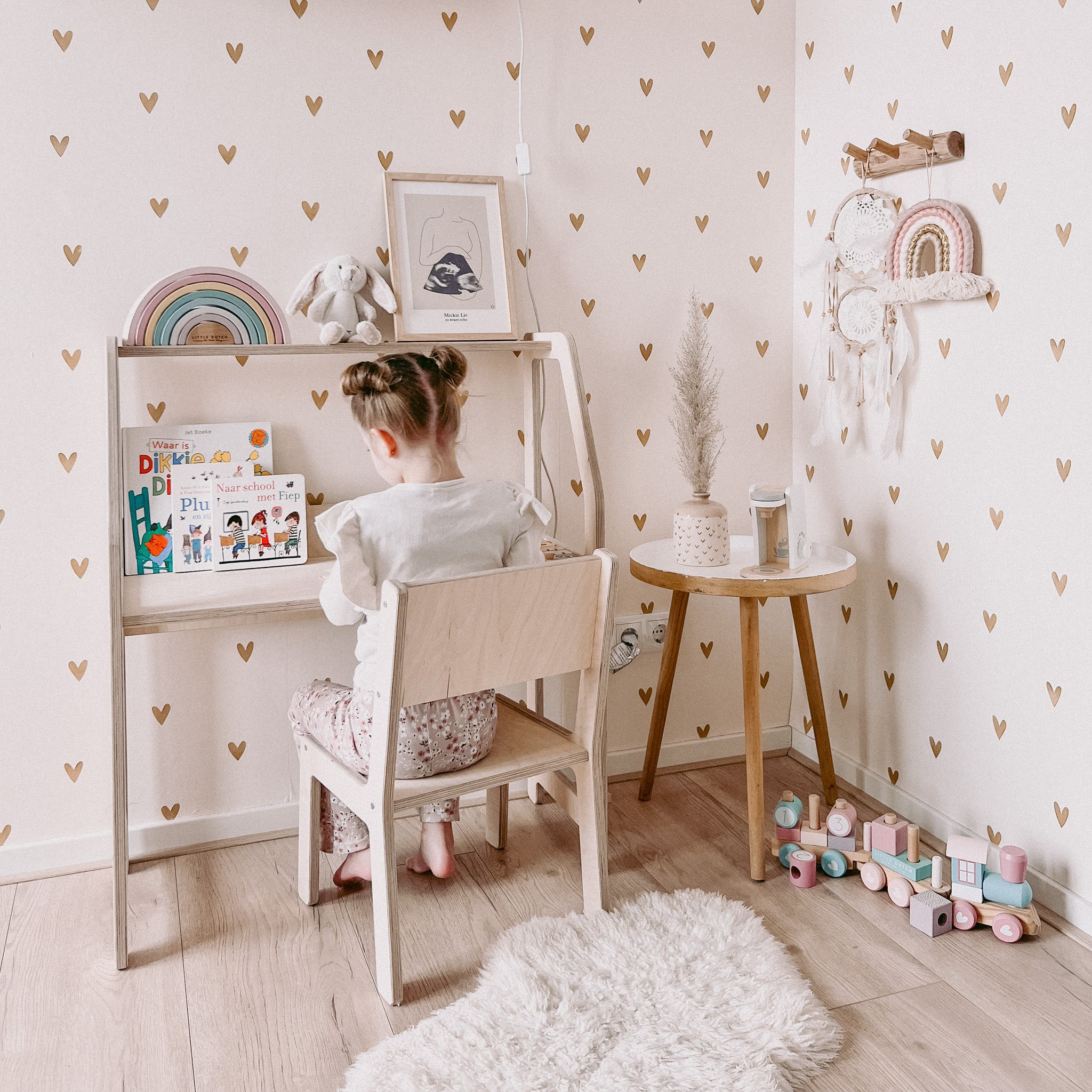 Moodie montessori houten bureau kinderkamer 2-7 jaar | Met stoel - blank