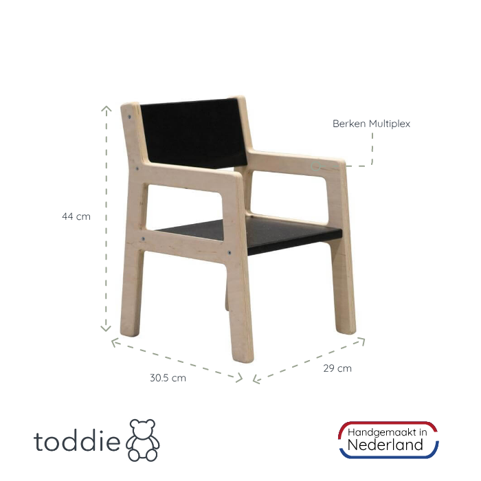 Houten kinderstoeltje 1-4 jaar - zwart - toddie.nl