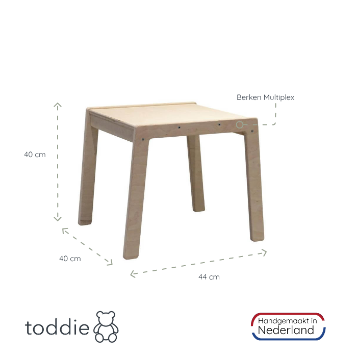 Houten kindermeubelsetje 1-4 jaar | Tafeltje + 2 stoeltjes - blank - toddie.nl