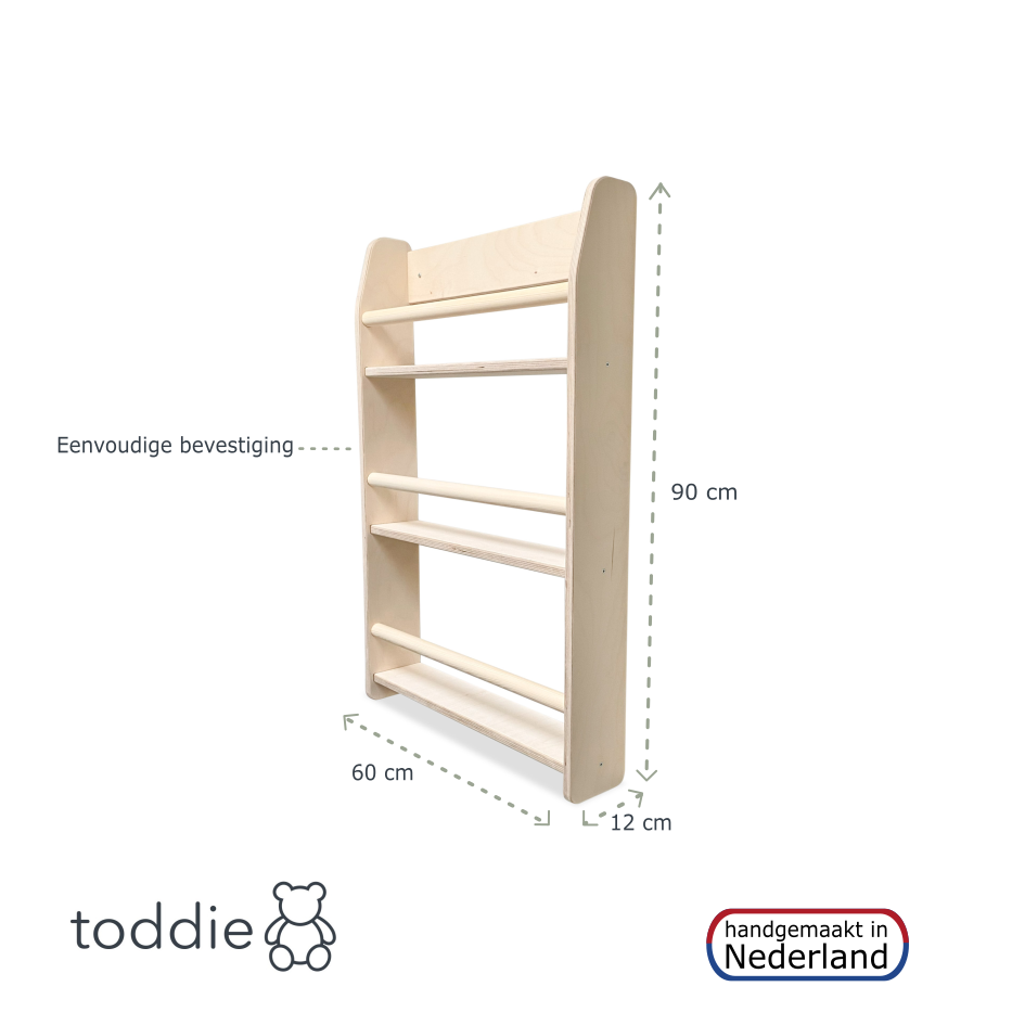 Montessori boekenrek kinderkamer | 3 planken - blank