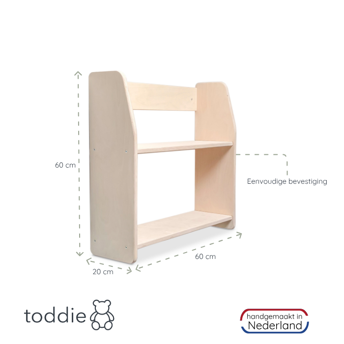 Montessori boeken wandkast kinderkamer | 2 planken - blank - toddie.nl