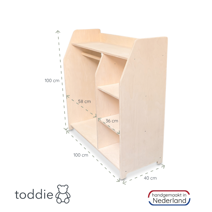 Montessori kledingkast kinderkamer | Kindergarderobe - blank - toddie.nl