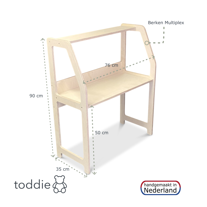 Moodie montessori houten bureau kinderkamer 2-7 jaar - blank