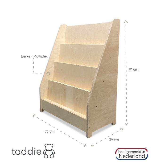 Moodie montessori boekenkast kinderkamer | 4 treden - blank