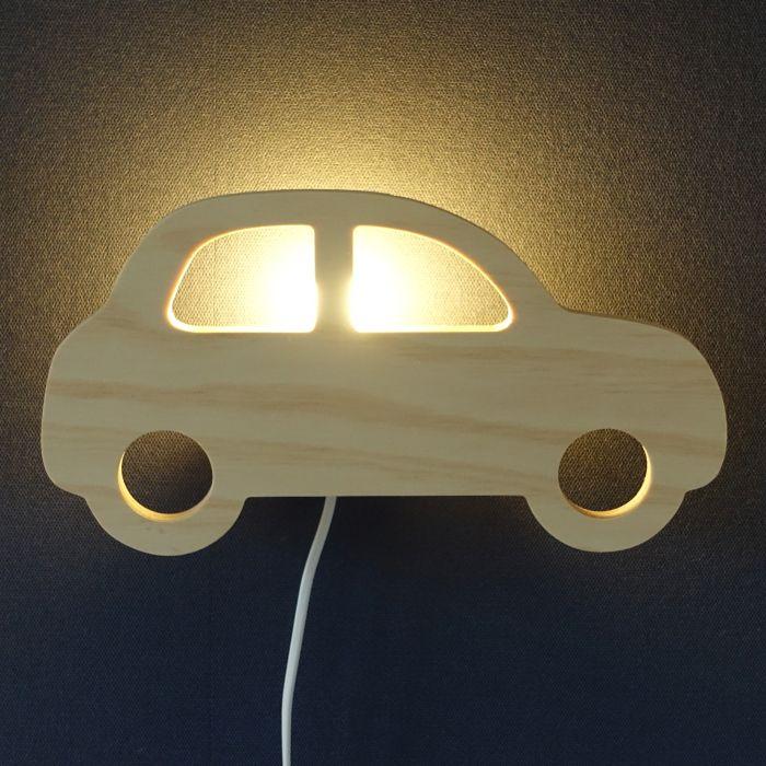 Houten wandlamp kinderkamer | Auto - blank - toddie.nl ®