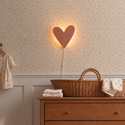Vilten wandlamp kinderkamer | hart - roze